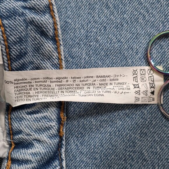 Zara Jeans Womens 12 Blue Straight Leg Cotton Boho Hippie Raw Hem Preppy Denim - Picture 15 of 16
